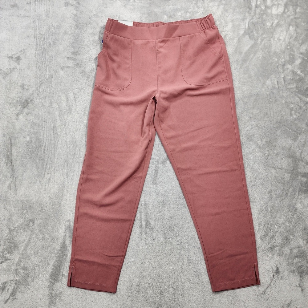 32 Degrees Cool Pants Womens L Pink Twill Ankle Pull On Stretch Pockets Casual